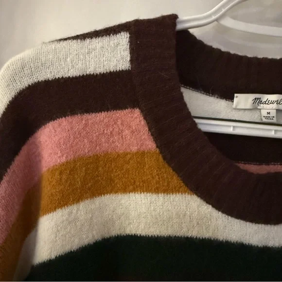 MADEWELL Payton Striped Merino Wool / Alpaca Blend Balloon Sleeve Sweater Size M - Picture 13 of 13
